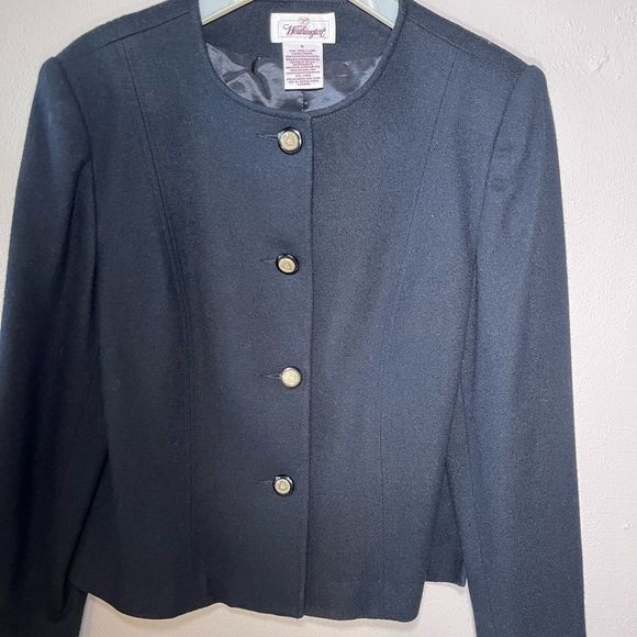 Worthington 100%Wool womens Classic Blazer 4 fancy buttons Black Sz 16 - Picture 5 of 6